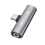 INF USB-C till 3,5 mm adapter för hörlurar och laddare Grå