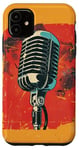 Coque pour iPhone 11 Microphone vintage musique rétro chanteur audio