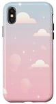 Coque pour iPhone X/XS Motif ciel rose demi-lune