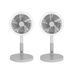 Beldray COMBO-7320 Cordless Foldable 3 in 1 LED Fans, 9 W, Rechargeable Battery, 3 Speed Settings & Natural Wind Mode, Use as Desk, Pedestal or Wall Fan, Set of 2, Grey