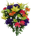 Admired By Nature ABN1B001-FRESH 40 Stems Artificial Full Blooming Lily, Rose Bud, Carnation and Mum with Greenery Flower Bush, Fresh Mix