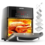 Air Fryer - ZACHVO Airfryer Oven 15L - 10 in 1 Rotisserie Air Fryer Oven 1700W with LCD Touch Screen, 7 Accessory - Oil Free, Timer, Temperature Control 220℃ Max - Grill Oven Toaster Dehydrator in One