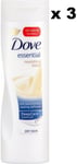 3 X Dove Nourishing Essential Body Lotion 250ml (Dry Skin)