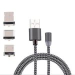Cable USB Magnetique Charge Rapide 3 embouts pour iPhone iPad Samsung Smartphone Tablette, Couleur: Or