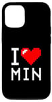 Coque pour iPhone 13 Pro Nom personnalisé I Heart Min, I Love Min