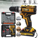 21V Electric Cordless Drill Screwdriver Hammer Impact w/ Battery Charger Kits