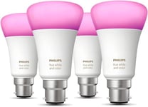 Philips Hue White & Colour Ambiance Smart Bulb 4 Pack LED [B22] with Bluetooth - 800 Lumen (EU)