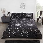 Rapport Home Celestial Duvet Cover Bed Set, Polycotton, Black, 3pcs Double