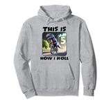 5 Year Old Birthday Party T-Rex Dinosaur Riding a Bike Kids Pullover Hoodie