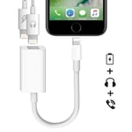 INECK® iPhone 7, 8, X Adaptateur et Splitter, 2 en 1 double port Lightning casque audio & Charge adaptateur pour iPhone 7/7 Plus / 8 / X