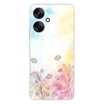 Tryckt silikonfodral som är kompatibelt med Xiaomi Redmi 13C 5G akvarellblommor Transparent