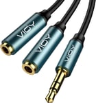 VIOY Headphone Splitter, Double 3.5mm Headphone Jack Audio Splitter Cable Male 2