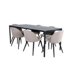 Venture Home Matgrupp Paris matbord och Valentina Stitcthes matstol Pelle Dining Table - Black / black Black+Velvet Stitches Ch GR22320