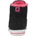 Converse Star Player Hi Back Black Suede Pink Fluffy Lined Trainers Size UK 3 35