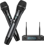 JAMELO Wireless Microphone, UHF Metal Handheld Microphone Set, Karaoke Micropho