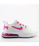 Nike Air Max 270 React White Textile Womens Lace Up Trainers CJ0619 100 - Size UK 5.5