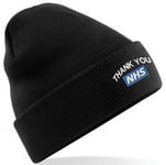 Embroidered Thank You NHS Mens/Womens Black Beanie Hat