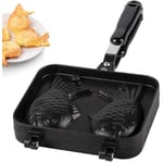 Japansk Taiyaki-våffelmaskin, fiskvåffla, non-stick för med rostfritt stål bakplåt 2 sidor