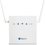 Digicom 4G LiteRoute - Routeur LTE Cat4 (150 Mbps Téléchargement et 50 Mbps Upload 4G) - 2 Ports LAN 10/100 - Wi-FI Facile avec WPS et jusqu'à 300 Mbps.