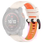 Garmin Fenix 7S/7S Pro/6S etc. Tvåfärgat klockarmband i silikon - Beige/Orange
