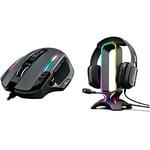 The G-Lab Kult Nitrogen Core Souris Gamer Filaire Haute Performance - Capteur Optique Avago 10 000 DPI, RGB & K-Stand Radon Support pour Casque/Micro-Casque GAMING - Rétro-éclairage RGB, Hub USB 2x2.0