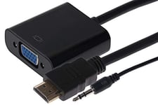 Nikkai Adaptateur HDMI mâle vers VGA Femelle 3,5 mm, Adaptateur de Port Jack Audio, câble 0,10