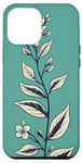iPhone 14 Pro Max Leaves Botanical Flower Plant Line Art Sage Green Case