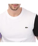 Lacoste Mens Regular Fit Colour-Block T-Shirt in White Cotton - Size Large