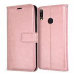 TECHGEAR Compatible with Huawei Y6s / Y6 2019 Leather Wallet Case, Flip Protective Case Cover with Card Slots, Kickstand and Wrist Strap - Rose Gold PU Leather Case fits Huawei Y6 / Y6s 2019
