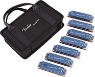 Fender® MIDNIGHT BLUES HARMONICA SET OF 7 HARMONICA - Set of 7 - Diatonic - 10 Hole - Tuning: C/G/A/D/F/E/Bb Major - Includes Case - Colour: Blue (Limited Edition)