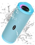 HEYSONG Enceinte Bluetooth avec lumière, boîte à Musique Portable avec étanchéité IPX7, Son stéréo à 360°, Basses Riches, Batterie 40h, Haut-Parleur sans Fil avec TF pour la Maison, Le Jardin, Bleu