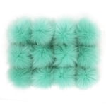 Furling Pompoms DIY Faux Fox Fur Fluffy Pompom Ball for Knitting Hats,Bags, Keychains,Shoes 3.9in Pack of 12pcs (Mint Green)