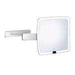 smedbo sminkespeil outline fk492ep - sminkspegel, polerad krom, väggmontering, led-belysning, kantigt spegelhuvud