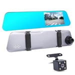 MTP Products Dual Lens Vidvinkel Full HD Speil Dashbordkamera & Ryggekamera