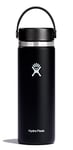 HYDRO FLASK - Water Bottle 591 ml (20 oz) - Vacuum Insulated Stainless Steel Water Bottle with Leak Proof Flex Cap and Powder Coat - BPA-Free - Wide Mouth - Black