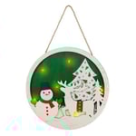 Jul Skylt Dekoration Dörr med LED-ljus - Snögubbe och älg