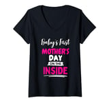 Womens Baby's First Mother's Day On The Inside - Pregnant Mom Mommy V-Neck T-Shirt
