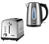 Tower Infinity Brushed Steel 3KW 1.7L Kettle & 2 Slice Toaster Matching Set