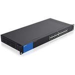 Linksys LGS124-UK 24 Port Gigabit Unmanaged Network Switch - Home and Office Ethernet Switch Hub with Metal Housing - Wall Mount or Desktop Ethernet Splitter, Plug and Play