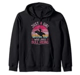 Just A Girl Who Loves Bull Riding, Vintage Bull Riding Girls Zip Hoodie