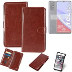 Case For TCL 40 SE Brown Protective Flip Cover Folding Bag Book Cell Phone