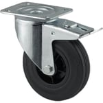 Transporthjul, vridbart med broms, 160mm, 135kg last