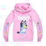 Bingo Bluey Hoodie med tecknad tryck för barn casual tröja Rosa Pink Pink 11-12 Years