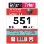 Pack de Cartouches d'encre recyclées compatibles avec CANON 551 XL (Noir et Couleurs) - Neuf