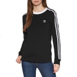 Adidas Originals 3 Stripe Womens T-shirt Long Sleeve - Black All Sizes