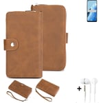 Wallet + Protective case for Oppo Reno8 Lite 5G cover brown