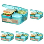 Sistema Bento Box To Go Lunch Box With Yoghurt/Fruit Pot 1.25 L Made Using Recycled Plastic Recyclable With Terracycle Teal Stone (Pack of 5)