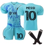 Inter Miami CF Away Fotbollströja med strumpor för Kid No. 10 Messi U 24