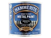 Hammerite Direct to Rust Smooth Finish Metal Paint Black 250ml HMMSFBL250