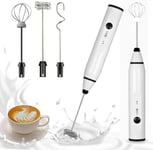 Milk frother Handeld | Electric Whisk for Baking | Coffee Frother Jug USB Rechargeable | Three-Speed Force Adjustment Milk Bubbler (white2)